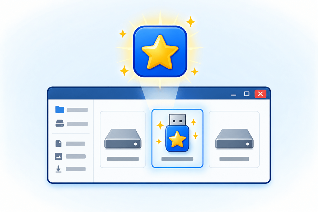 A USB drive showing its own custom icon in the file explorer